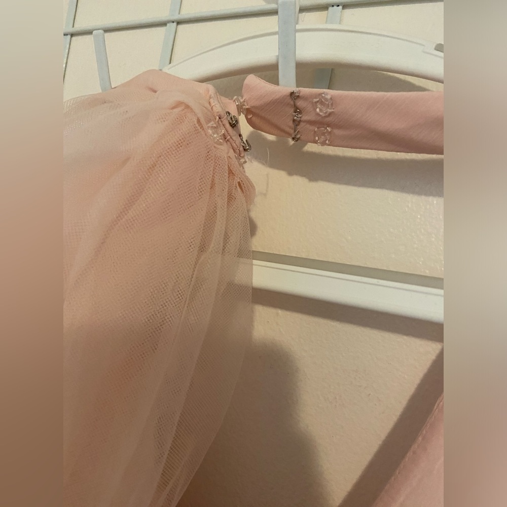 NWT White by Vera Wang Chiffon Halter Dress, Tulle Bow Blush‎ Sz 14 - Picture 7 of 13